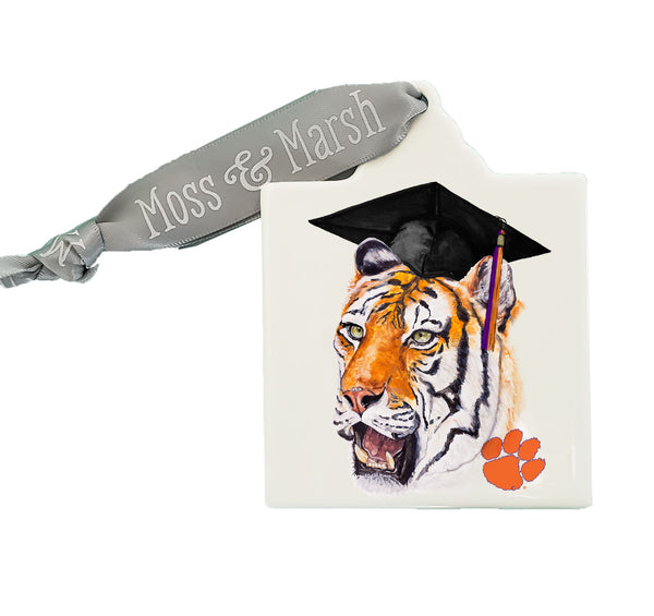 Clemson University Tiger Graduate Watercolor Ornament